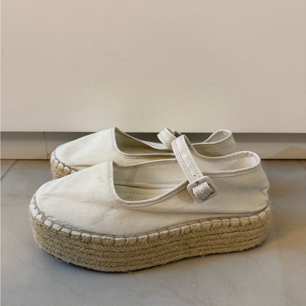 White Platform Espadrille Flats